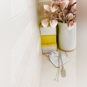 Kendra Scott Inez Filigree Gold long pendant necklace. Gifted, worn for holiday.